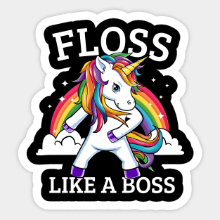 Floss Like A Boss Rainbow Unicorn Dance Sticker